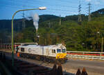 Die 077 004-5 (92 87 0077 004-5 F-DB) der DB Cargo AG, ex ECR 77 004 (Euro Cargo Rail SAS), steht am 31.05.2022 in Hagen-Hohenlimburg auf dem Werksgel�nde der thyssenkrupp Hohenlimburg GmbH, aus einem
