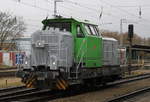 650 114-8 auf Solo-Tour am Vormittag des 18.03.2017 im Rostocker Hbf.