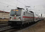 147 591-2 mit IC 2270(Chemnitz-Rostock)bei der Einfahrt im Rostocker Hbf.19.12.2025