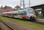 Werbehamster 442 854 als S1(Warnemünde-Rostock)kurz vor der Ausfahrt in Warnemünde.21.09.2019