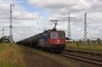 421 396-3 SBB Cargo mit einem Kesselzug  Benzin oder Ottokraftstoffe  in Satzkorn und fuhr in Richtung Golm weiter.