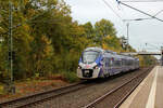 SNCF 85501M (Alstom Regiolis /  Ein Zug verbindet Frankreich und Deutschland ) machte am 07.11.2022 Testfahrten zwischen Rotenburg (Wümme) und oder Tostedt / Buchholz (Nordheide). Gesehen in Lauenbrück bei nicht so schönen Licht.