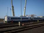 Mittelwagen fr den Russischen Hochgeschwindigkeitszug  VELARO  am 09.April 2009 in Mukran.