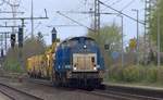 V 100-SP-005 und 006 verlassen mit einem Bauzug Jbek Richtung Sden. 26.04.2020