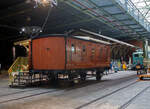 SS C 218  Der zweiachsige dritte Klasse Reisezugwagen SS C 218 „Koekblik“ (Keksdose), Baujahr 1874, der älteste erhaltene Personenwagen der Niederlande, am 24 Juni 2025 im Het