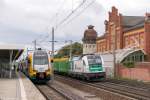 1216 960-5 STB - Steiermarkbahn Transport and Logistik GmbH mit einem leeren Holzzug in Rathenow und fuhr weiter in Richtung Wustermark.