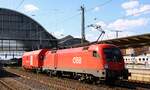 ÖBB 1016 021-8 REV/Lz/23.12.20 mit DB Hilfszugwagen 99 80 9370 038-8 Bremen Hbf 11.06.2022