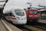 4011 590-9 als ICE 1675(Stralsund Hbf→ Frankfurt(Main)Hbf bei der Einfahrt im Rostocker Hbf.08.01.2021