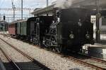 Lok-3 LANGNAU schiebt am 18 Mai 2025 der Dampfpendelzug aus Bahnhof Konolfingen ins Depot von Konolfingen. 