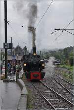 Schlechtwetterfotografie hat auch seinen Reiz, wie diese Bilder der SEG G 2x 2/2 der Blonay Chamby Bahn beim Manver in Blonay zeigen.