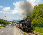 50 Jahre BC - MEGA STEAM FESTIVAL der Museumsbahn Blonay–Chamby:  Die schne ex SBB Brnigbahn Tal-Dampflok G3/4 208 der Ballenberg Dampfbahn fhrt am 19.05.2018 mit einem Zug von Blonay nach