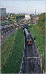 F�r eine fl�ssige Betriebsabwicklung besitzt der Rangierbahnhof Lausanne Triage neben einer  Schliefe  im westlichen Bahnhofsteil auch diese Verbindungstrecke, welche von einer SBB Re 4/4 II mit ihrem G�terzug befahren wird. 
Oder kurz erkl�rt: Auch nach osten fahrende Z�ge k�nnen den Bahnhof in Richtung westen verlassen und werden dann nach Osten geleitet. 

2. Sept. 2020e vewerrzer zce n an 