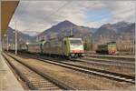 Abgebügelt steht die BLS Re 486 503 mit einer RoLa in Domodossola.