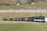 2025-01-25.MOB Rossinière  locomotive électrique Ge 4/4 8002 avec ces voitures GPX