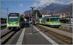 In Aigle stehen der TPC Beh 2/6 544 nach Champery und der Beh 4/8 591.