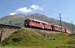 RhB ABe 4/4 Nr.43 und 46 in Lagalp auf dem Bernina Plateau am 20.08.2009.