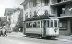 Strassenbahn Schwyz-Brunnen, Motorwagen 1 in Seewen (beim SBB-Bahnhof).