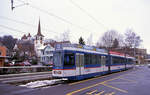 Das Ende naht - die Tramwagen des RBS 81-89: Wagen 87 an der Endstation Worb Dorf, wie sie damals aussah.