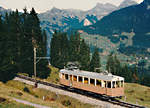 BLM: BDe 2/4 11 mit Baujahr  1913 als Reservetriebwagen im Einsatz auf der Strecke Grütschalp-Mürren anfangs der 80er-Jahre.