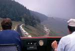 Ferrovia Monte Generoso noch mit Dieselbetrieb: Im Vorstellwagen des  Schienenbusses  Bhm1/2 5, 23.Juli 1970 