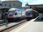 RABe 511 017 und RABe 511 025 treffen sich am 31.7.13 in Schaffhausen.