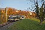 Der CEV MVR GTW Be 2/6 7004  Montreux  ist als Regionalzug auf dem Weg nach Blonay und hat gerade die Station St-Lgier Gare verlassen.