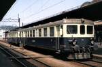 BLS-Gruppe GBS ABDe 2/8 Nr.704 Triebwagen mit Steuerwagen voraus in Spiez am 28.07.1980.