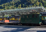 Die Zahnradlokomotive WAB He 2/2 - 54 abgestellt im Bahnhof Lauterbrunnen am 02.10.2011.