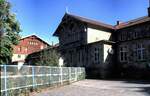 Der Bahnhof Bayerisch Eisenstein, auf tschechisch Železná Ruda-Alžbětín im Oktober 1989.