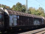 Habbins gesloten goederenwagen uit Slowakije van Transwaggon met nummer 31 RIV 56 S-TWA 2770 649-4 spoor 1 Empel-Rees, Duitsland 18-10-2024.

Habbins Transwaggon Vierachsiger grorumiger Schiebewandwagen aus Slowakei mit Nummer 31 RIV 56 S-TWA 277 ...